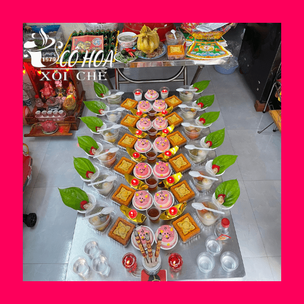 Mâm cúng đầy tháng bé gái miền Bắc