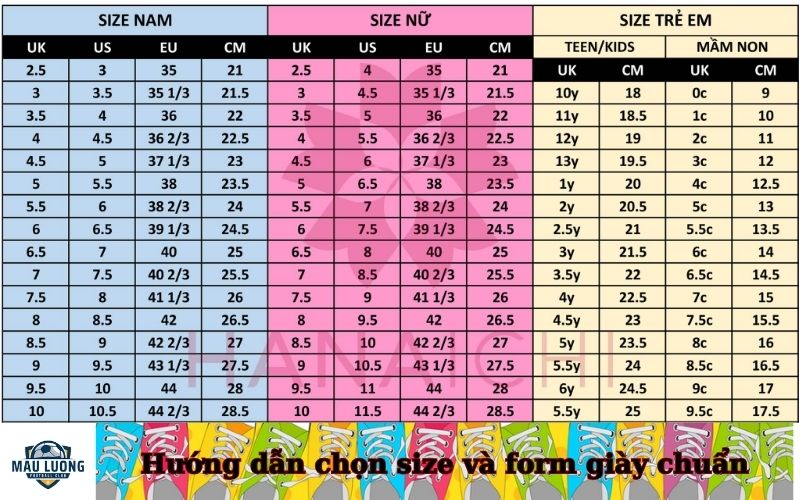 Hướng dẫn chọn size và form giày chuẩn