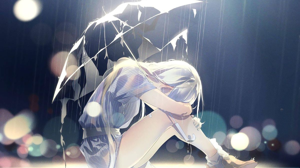 Hình anime cô gái buồn nhưng mạnh mẽ