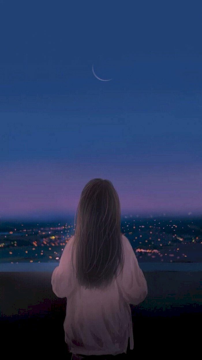 hình cô gái buồn quay lưng hoạt hình