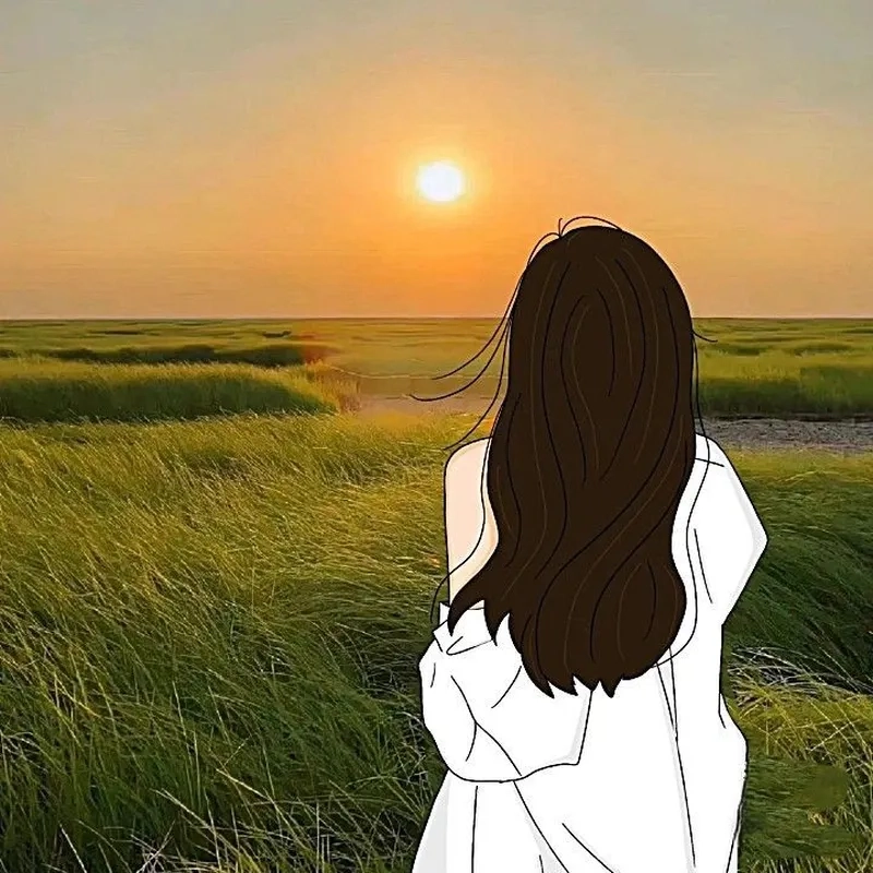 Ảnh nghệ thuật cô gái quay lưng anime