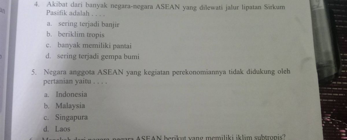 Soal tentang dampak jalur lipatan Sirkum Pasifik di negara-negara ASEAN