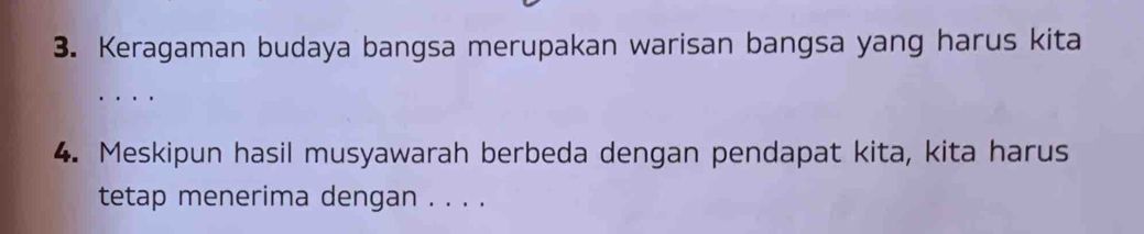 Soal tentang keragaman budaya bangsa dan sikap menerima hasil musyawarah